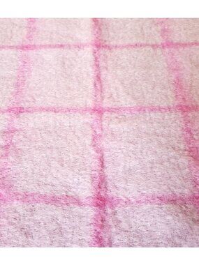 VTG Avoca Ireland 70% Mohair 30% Wool Throw 59x39" Blanket Pink Plaid Soft Cozy